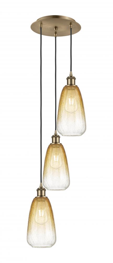 Brookhaven Almond - 3 Light - 13 inch - Antique Brass - Cord Hung - Multi Pendant
