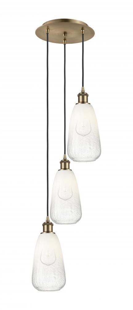 Brookhaven Almond - 3 Light - 13 inch - Antique Brass - Cord Hung - Multi Pendant