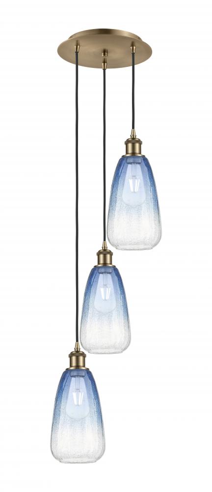 Brookhaven Almond - 3 Light - 13 inch - Antique Brass - Cord Hung - Multi Pendant