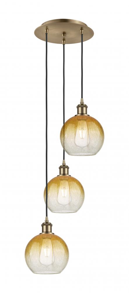 Brookhaven Globe - 3 Light - 14 inch - Antique Brass - Cord Hung - Multi Pendant
