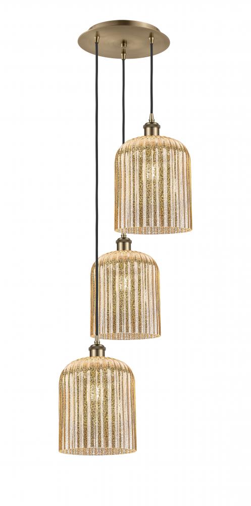 Bridal Veil - 3 Light - 12 inch - Antique Brass - Cord Hung - Multi Pendant