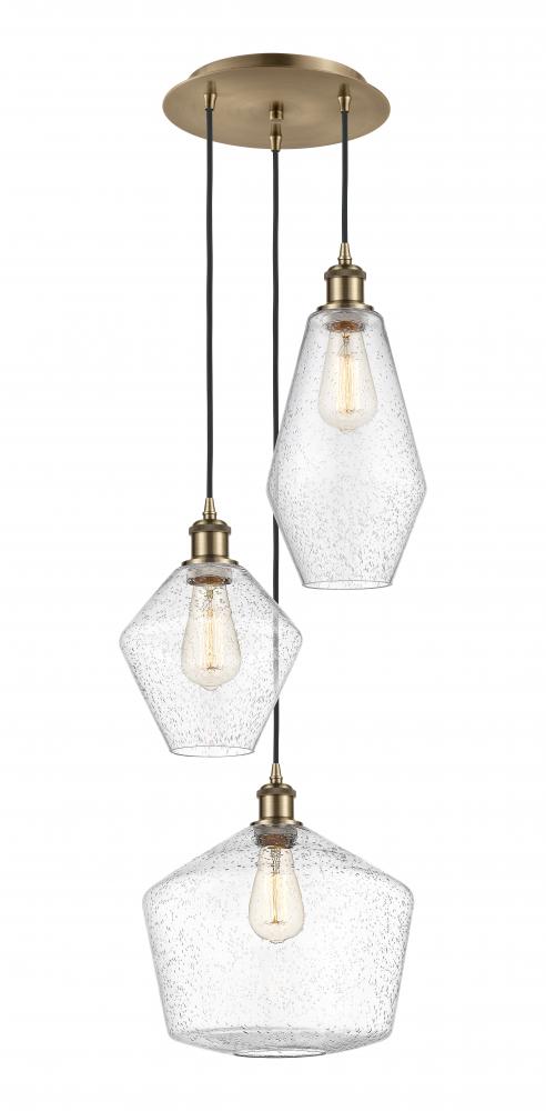 Cindyrella - 3 Light - 17 inch - Antique Brass - Cord hung - Multi Pendant
