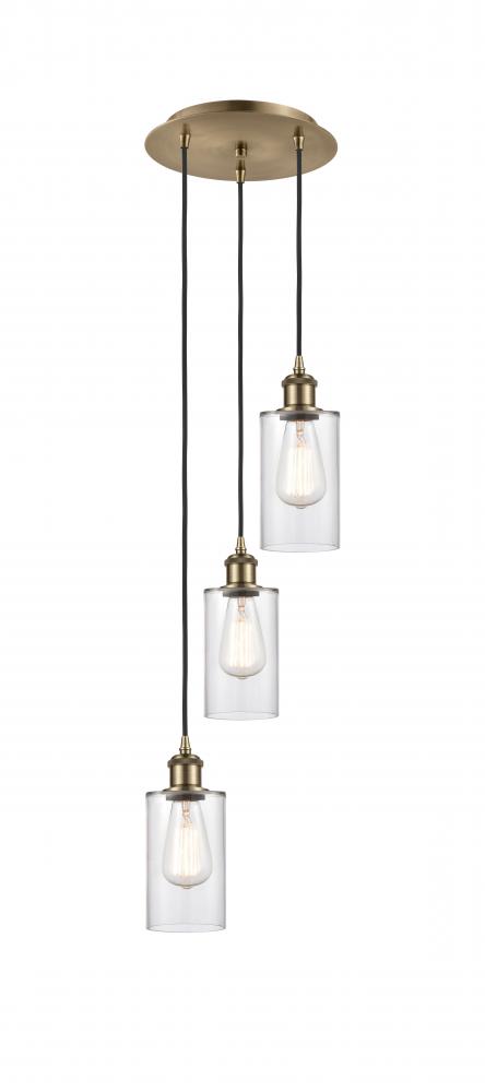 Clymer - 3 Light - 10 inch - Antique Brass - Cord Hung - Multi Pendant