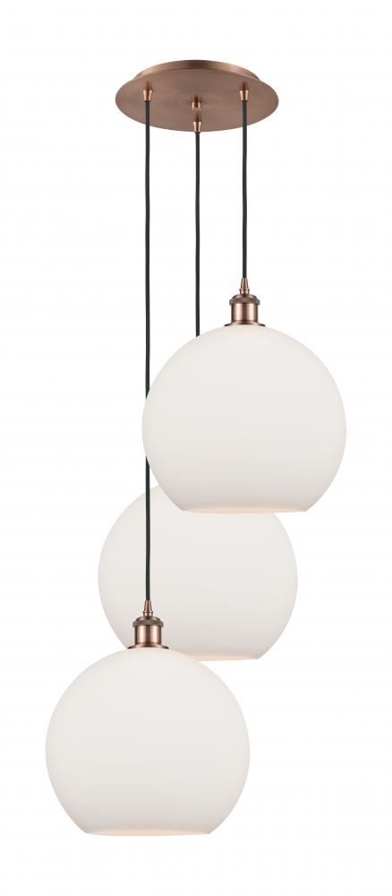 Athens - 3 Light - 18 inch - Antique Copper - Cord Hung - Multi Pendant