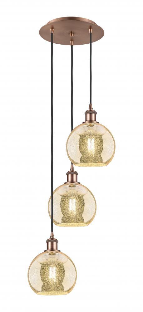 Athens - 3 Light - 15 inch - Antique Copper - Cord Hung - Multi Pendant