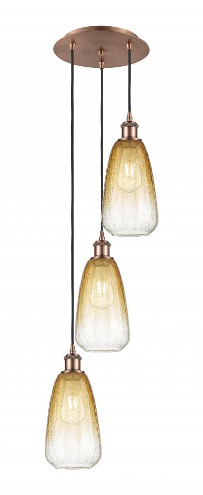 Brookhaven Almond - 3 Light - 13 inch - Antique Copper - Cord Hung - Multi Pendant