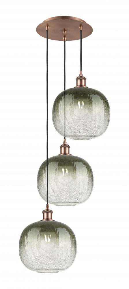 Brookhaven Sphere - 3 Light - 17 inch - Antique Copper - Cord Hung - Multi Pendant