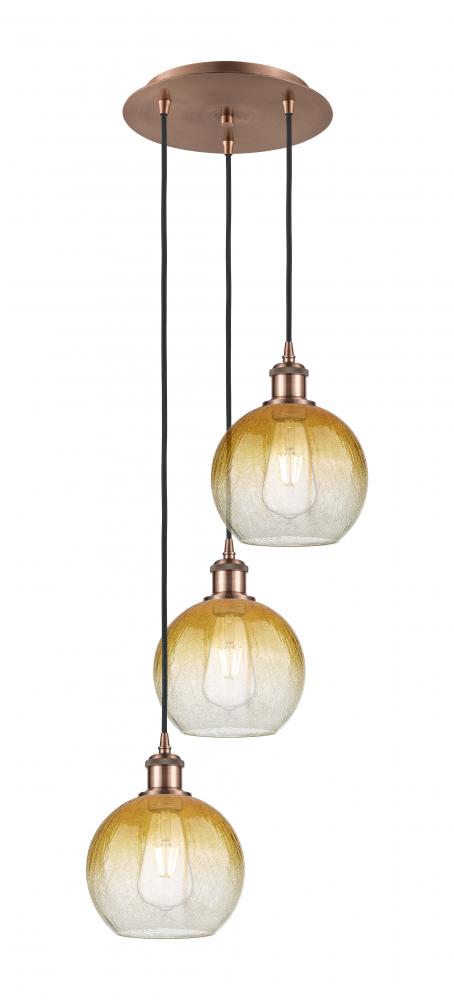 Brookhaven Globe - 3 Light - 14 inch - Antique Copper - Cord Hung - Multi Pendant