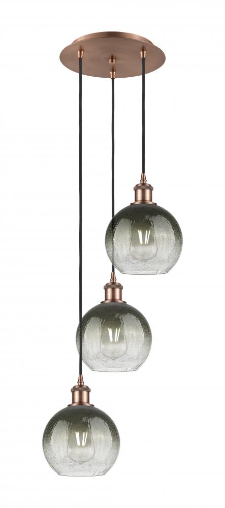 Brookhaven Globe - 3 Light - 14 inch - Antique Copper - Cord Hung - Multi Pendant
