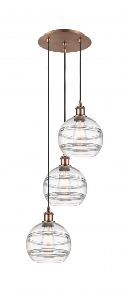 Rochester - 3 Light - 15 inch - Antique Copper - Cord hung - Multi Pendant