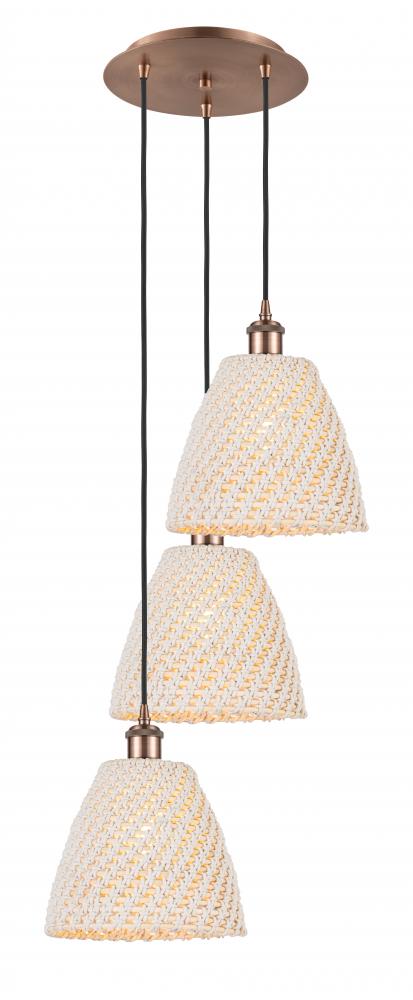 Bristol Natural - 3 Light - 19 inch - Antique Copper - Cord hung - Multi Pendant