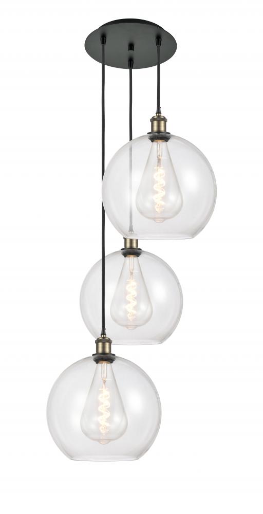 Athens - 3 Light - 18 inch - Black Antique Brass - Cord Hung - Multi Pendant