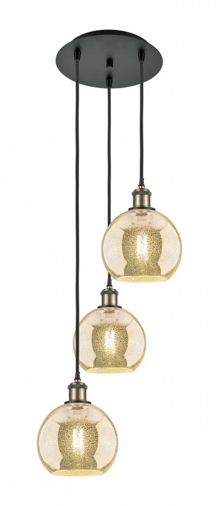 Athens - 3 Light - 15 inch - Black Antique Brass - Cord Hung - Multi Pendant