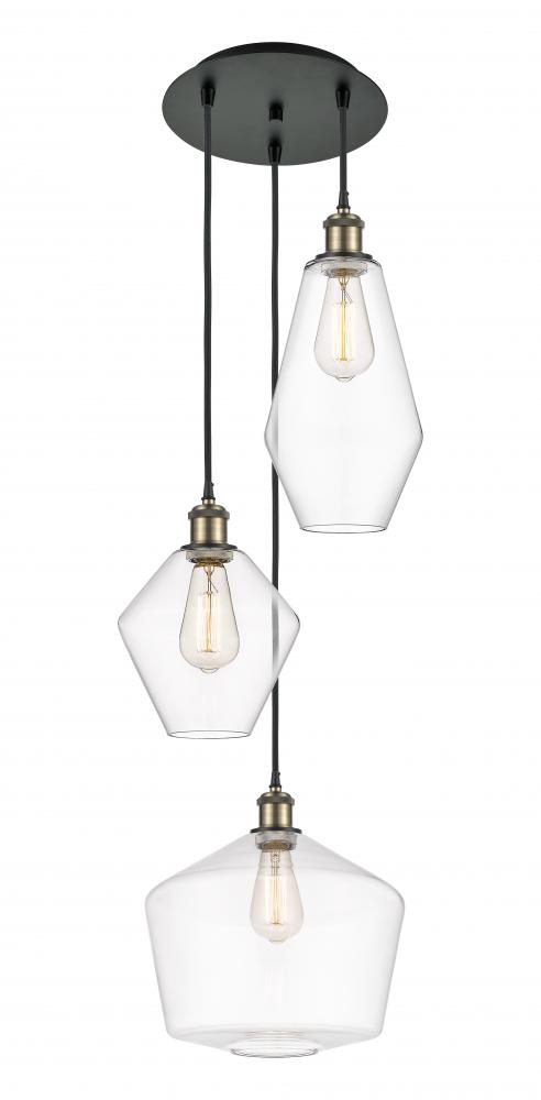 Cindyrella - 3 Light - 17 inch - Black Antique Brass - Cord hung - Multi Pendant