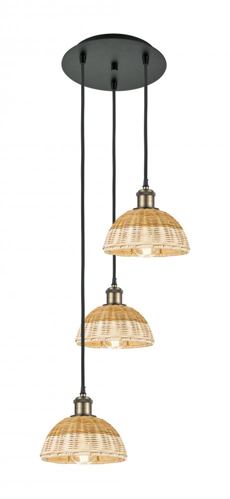 Bristol Natural II - 3 Light - 14 inch - Black Antique Brass - Cord Hung - Multi Pendant