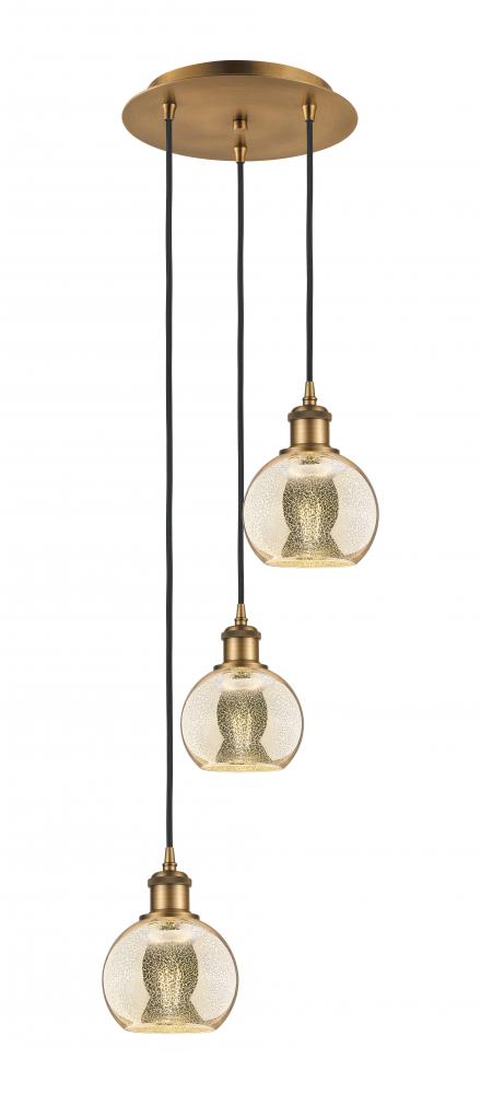 Athens - 3 Light - 12 inch - Brushed Brass - Cord Hung - Multi Pendant