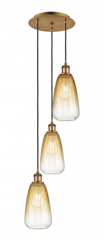 Brookhaven Almond - 3 Light - 13 inch - Brushed Brass - Cord Hung - Multi Pendant