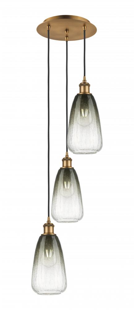 Brookhaven Almond - 3 Light - 13 inch - Brushed Brass - Cord Hung - Multi Pendant