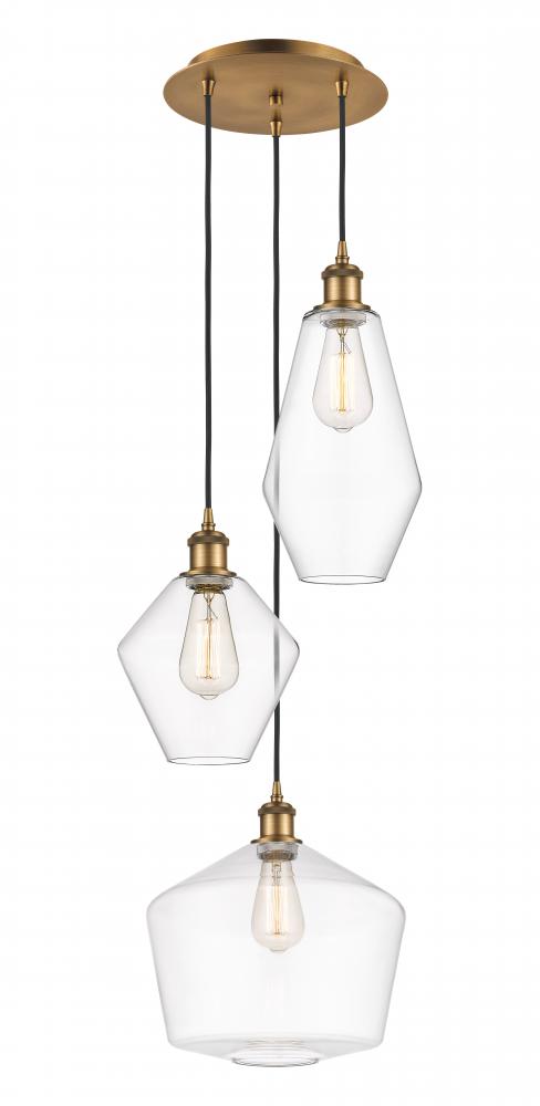 Cindyrella - 3 Light - 17 inch - Brushed Brass - Cord hung - Multi Pendant