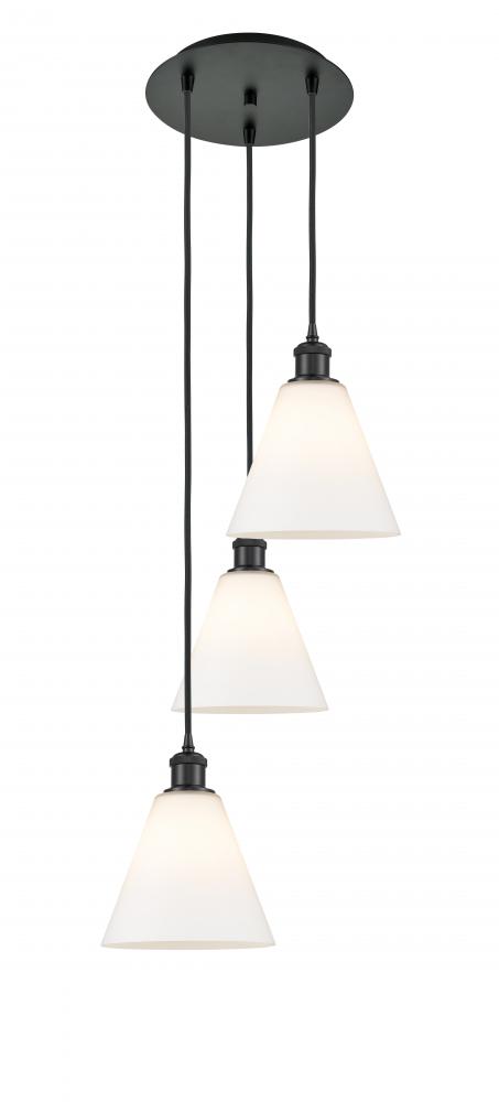 Berkshire - 3 Light - 15 inch - Matte Black - Cord Hung - Multi Pendant