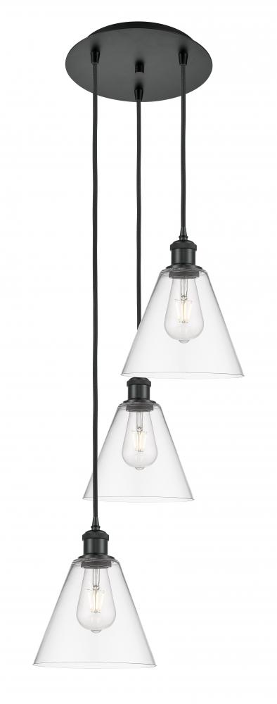 Berkshire - 3 Light - 15 inch - Matte Black - Cord Hung - Multi Pendant