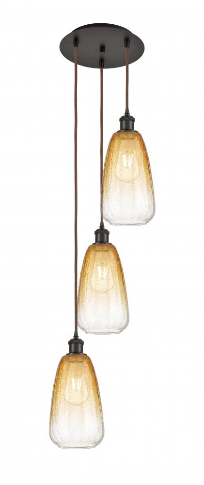 Brookhaven Almond - 3 Light - 13 inch - Oil Rubbed Bronze - Cord Hung - Multi Pendant