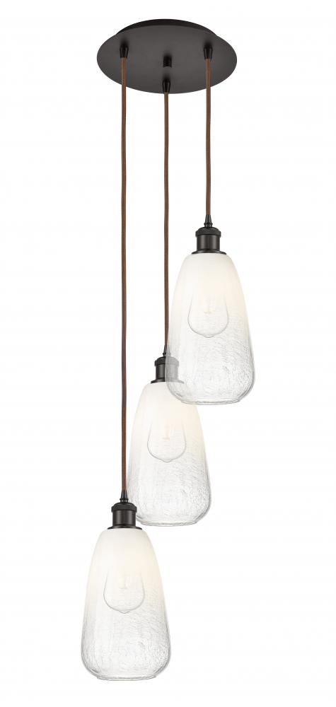 Brookhaven Almond - 3 Light - 13 inch - Oil Rubbed Bronze - Cord Hung - Multi Pendant