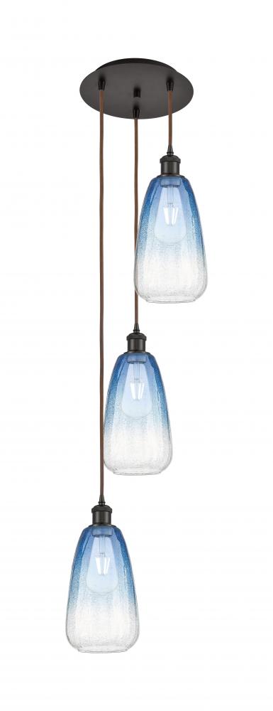 Brookhaven Almond - 3 Light - 13 inch - Oil Rubbed Bronze - Cord Hung - Multi Pendant