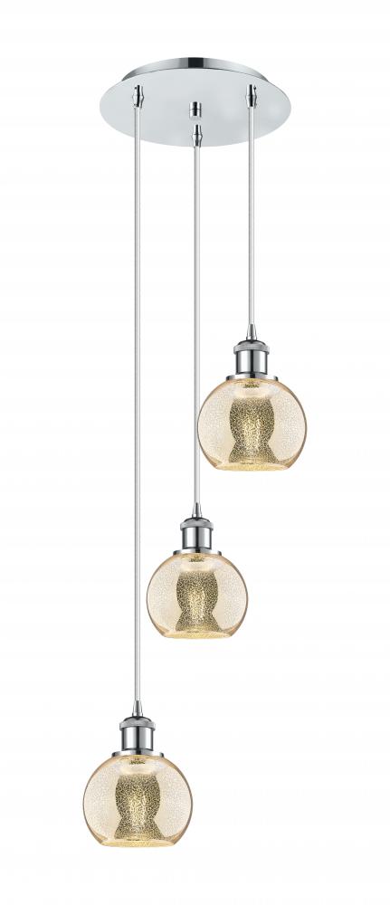 Athens - 3 Light - 12 inch - Polished Chrome - Cord Hung - Multi Pendant