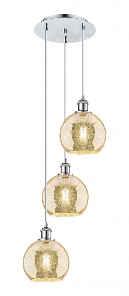 Athens - 3 Light - 15 inch - Polished Chrome - Cord Hung - Multi Pendant