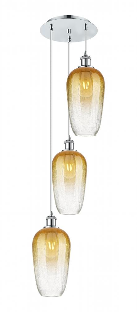 Brookhaven Flute - 3 Light - 14 inch - Polished Chrome - Cord Hung - Multi Pendant