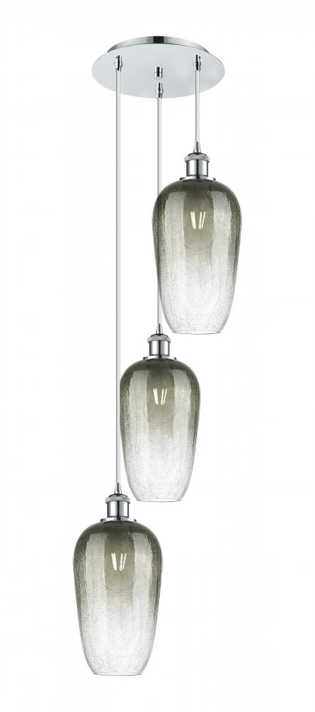 Brookhaven Flute - 3 Light - 14 inch - Polished Chrome - Cord Hung - Multi Pendant