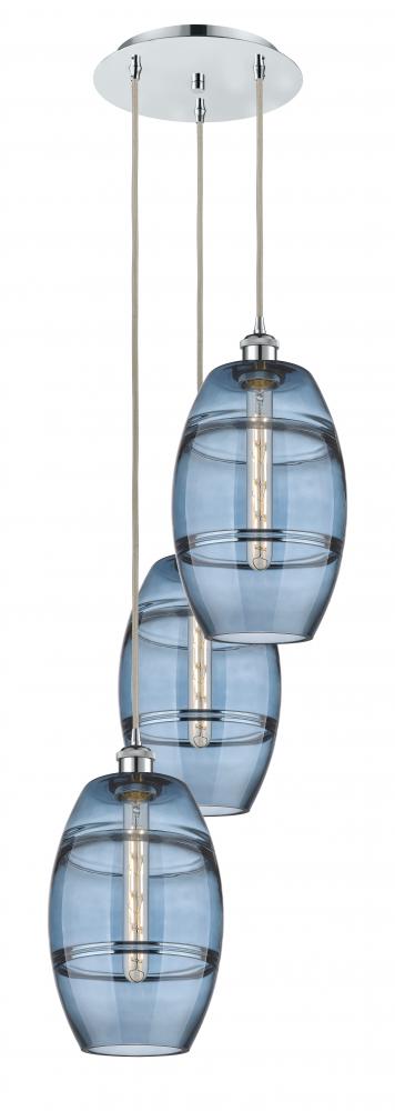 Vaz - 3 Light - 15 inch - Polished Chrome - Cord hung - Multi Pendant