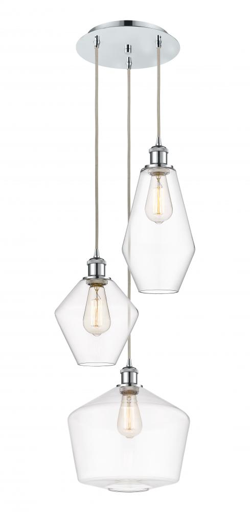 Cindyrella - 3 Light - 17 inch - Polished Chrome - Cord hung - Multi Pendant