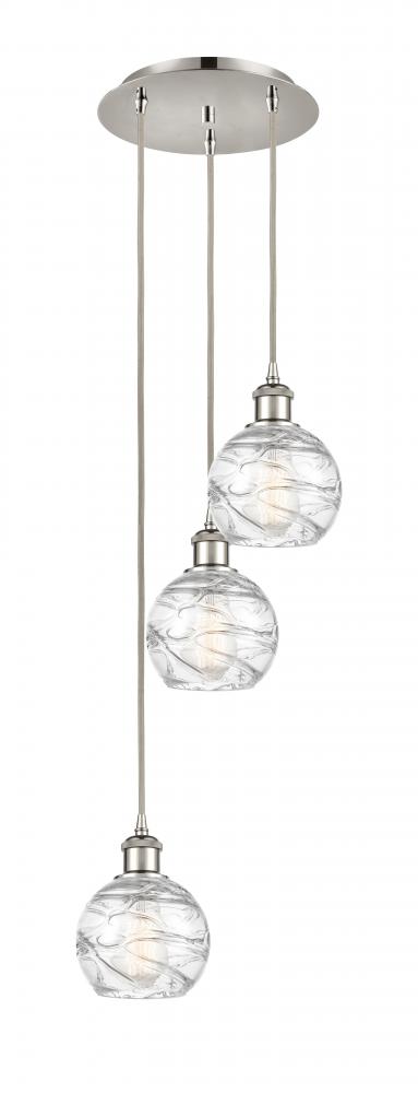 Athens Deco Swirl - 3 Light - 12 inch - Polished Nickel - Cord hung - Multi Pendant