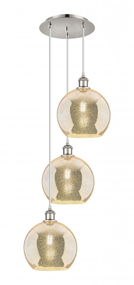 Athens - 3 Light - 17 inch - Polished Nickel - Cord Hung - Multi Pendant