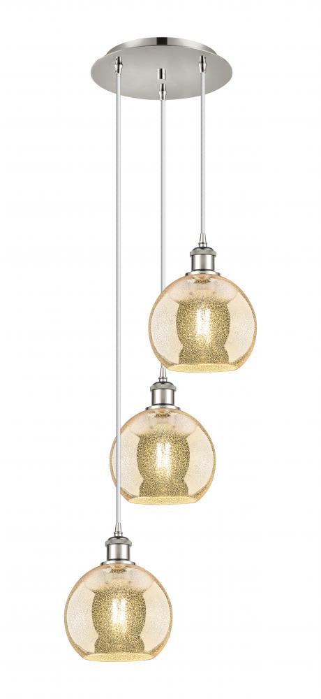 Athens - 3 Light - 15 inch - Polished Nickel - Cord Hung - Multi Pendant