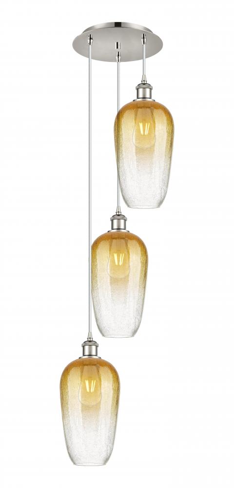 Brookhaven Flute - 3 Light - 14 inch - Polished Nickel - Cord Hung - Multi Pendant