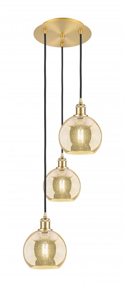 Athens - 3 Light - 15 inch - Satin Gold - Cord Hung - Multi Pendant