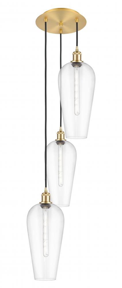 Chelsea - 3 Light - 15 inch - Satin Gold - Cord Hung - Multi Pendant
