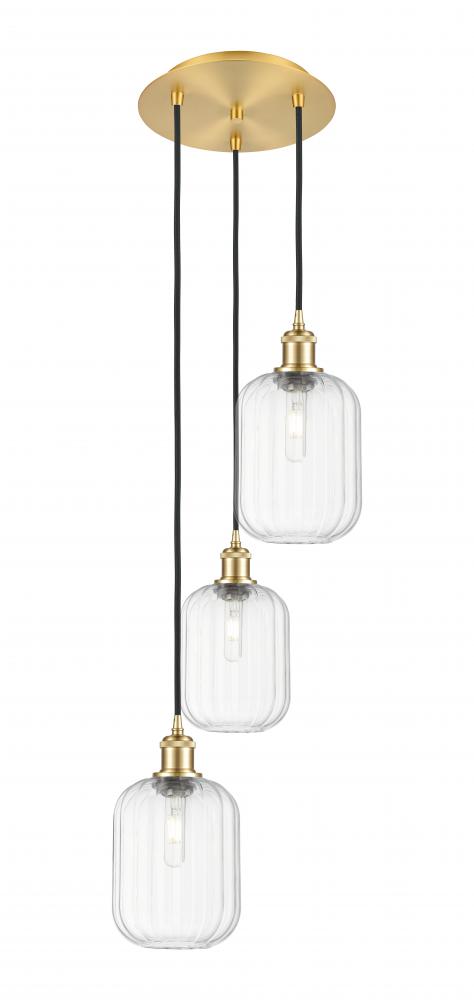 Preston Cylinder - 3 Light - 13 inch - Satin Gold - Cord Hung - Multi Pendant