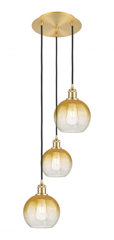 Brookhaven Globe - 3 Light - 14 inch - Satin Gold - Cord Hung - Multi Pendant