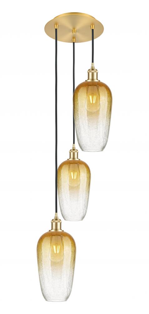 Brookhaven Flute - 3 Light - 14 inch - Satin Gold - Cord Hung - Multi Pendant