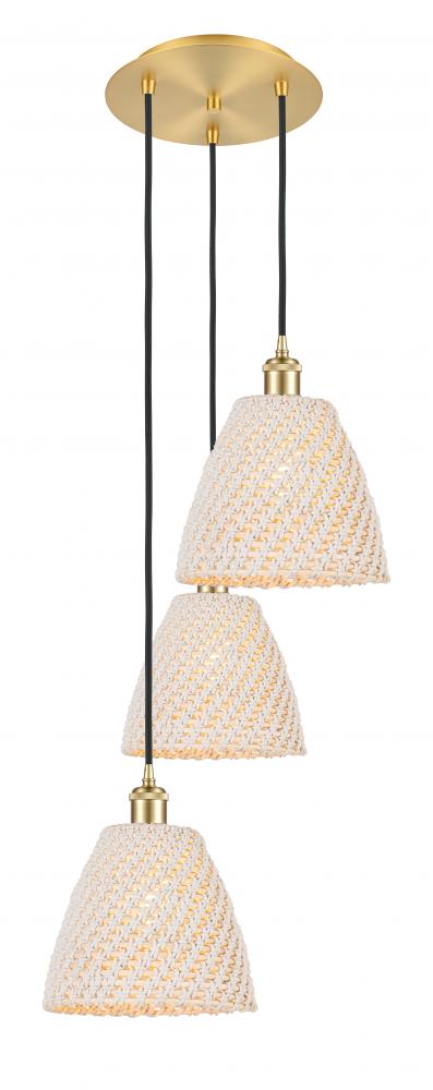 Bristol Natural - 3 Light - 19 inch - Satin Gold - Cord hung - Multi Pendant