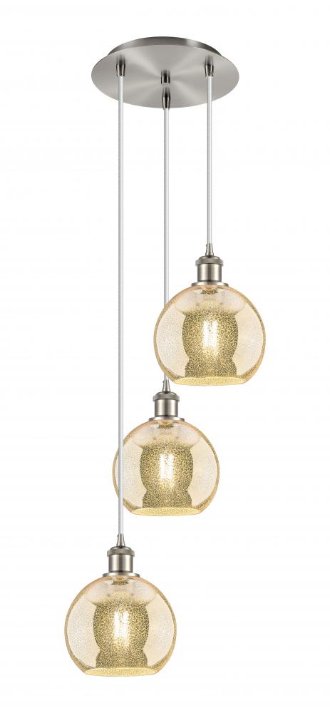 Athens - 3 Light - 15 inch - Brushed Satin Nickel - Cord Hung - Multi Pendant