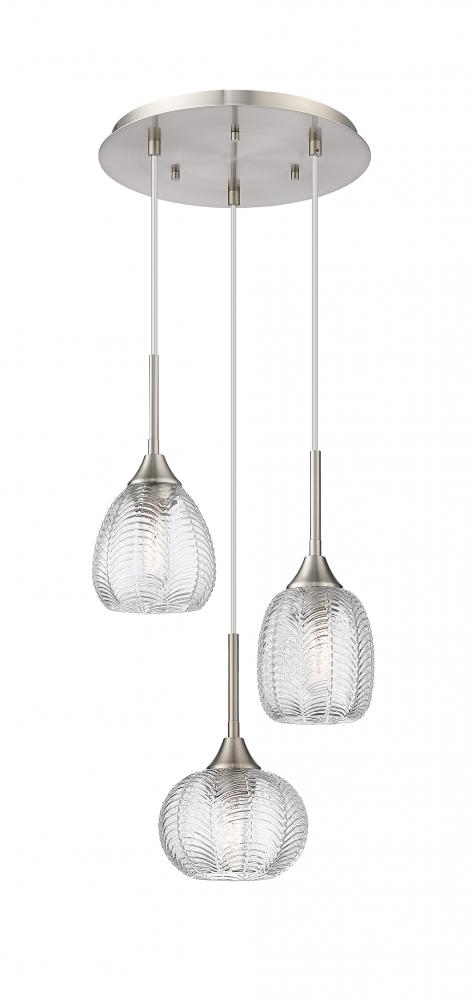 Berkshire - 3 Light - 15 inch - Brushed Satin Nickel - Cord Hung - Multi Pendant