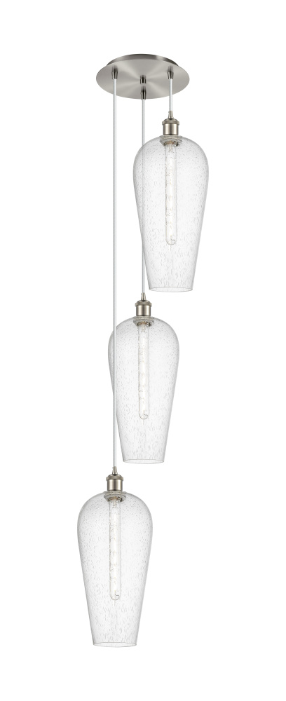 Chelsea - 3 Light - 15 inch - Brushed Satin Nickel - Cord Hung - Multi Pendant