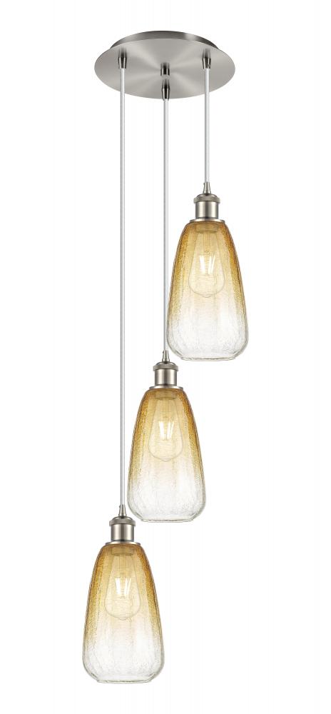 Brookhaven Almond - 3 Light - 13 inch - Brushed Satin Nickel - Cord Hung - Multi Pendant