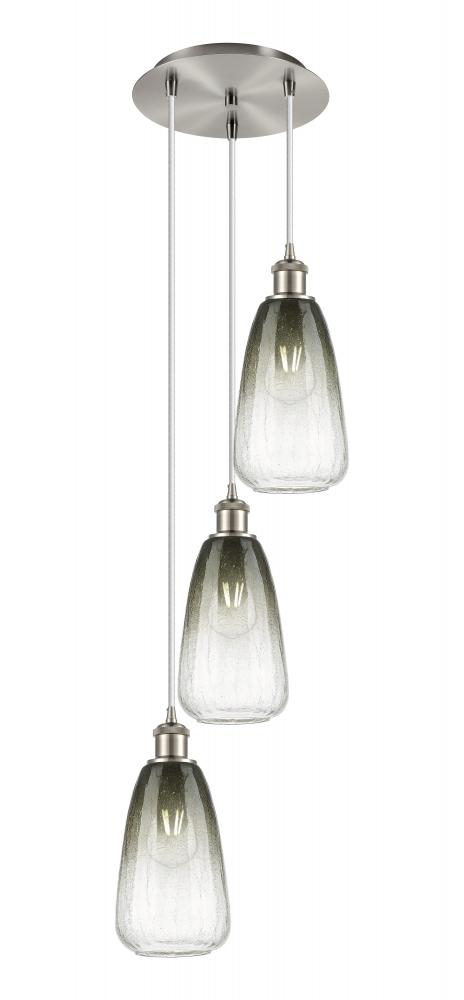 Brookhaven Almond - 3 Light - 13 inch - Brushed Satin Nickel - Cord Hung - Multi Pendant