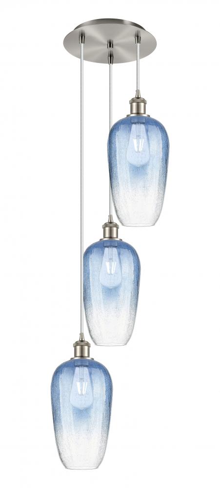 Brookhaven Flute - 3 Light - 14 inch - Brushed Satin Nickel - Cord Hung - Multi Pendant